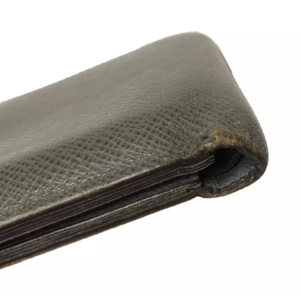 Louis Vuitton Taiga Leather Bifold Gray Men’s Wallet Made In France